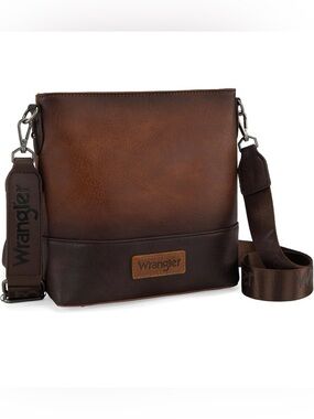 Wrangler Brown Leather Crossbody Messenger Bag Women, nwot